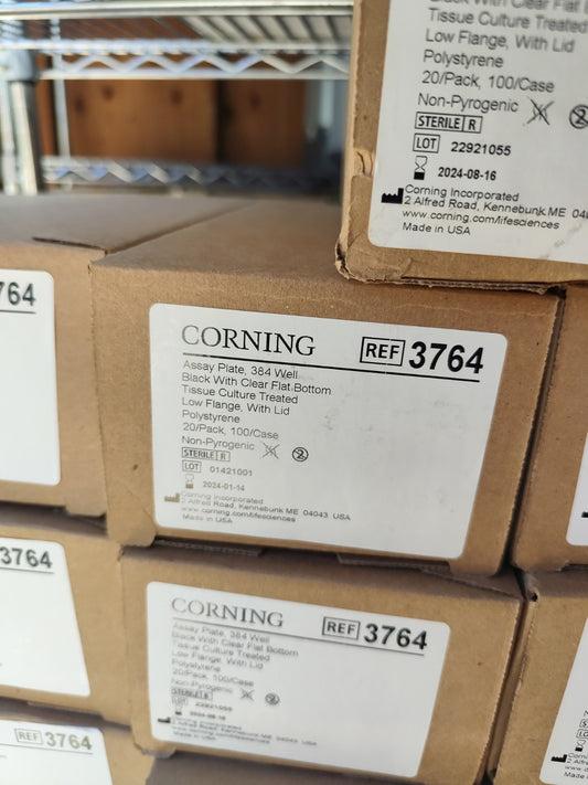 corning 3764 Assay Plate 384 Well Black With Clear Bot TC Treated Expi2024 Pk20