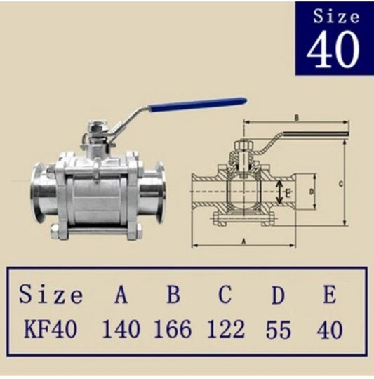 304 Stainless Steel Manual Ball Valve KF40 High Vacuum Ball Valve