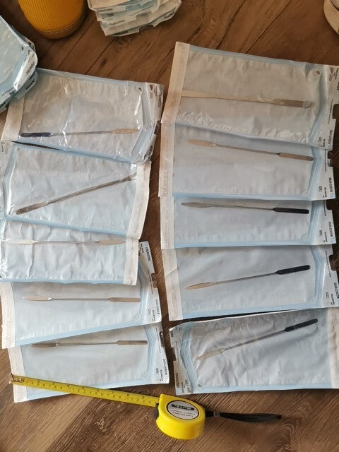 Lot Of 10 Metal Spatula Laboratory Clean