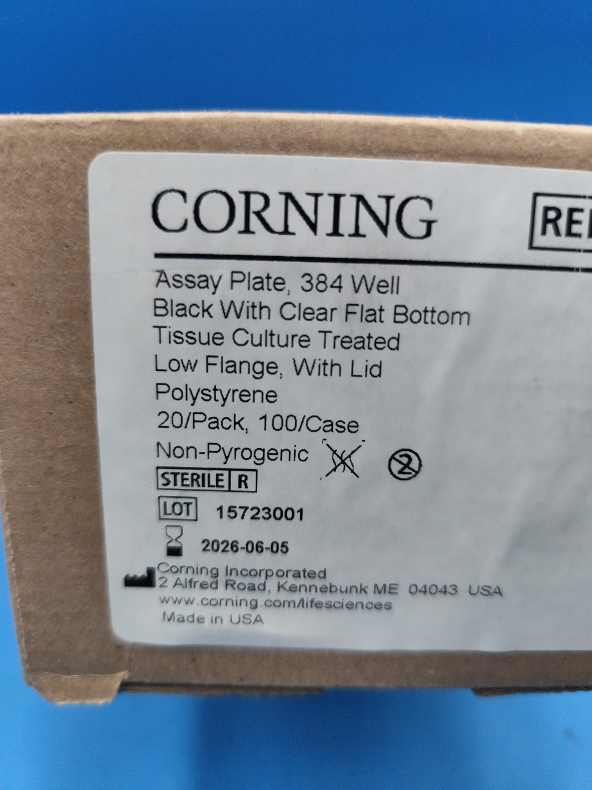 corning 3764 Assay Plate 384 Well Black With Clear Bot TC Treated Expi2026 Pk20