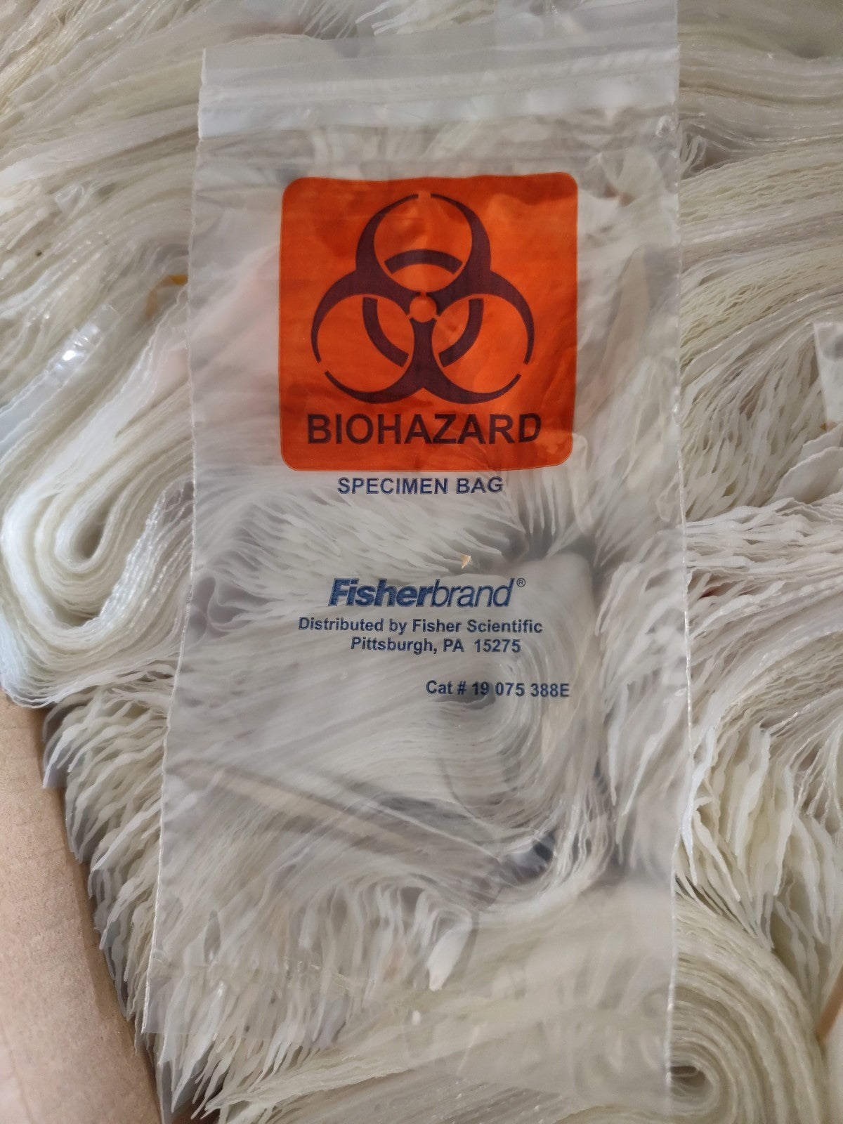 Fisherbrand 5x9 Inch Biohazard Specimen Bag Case 950