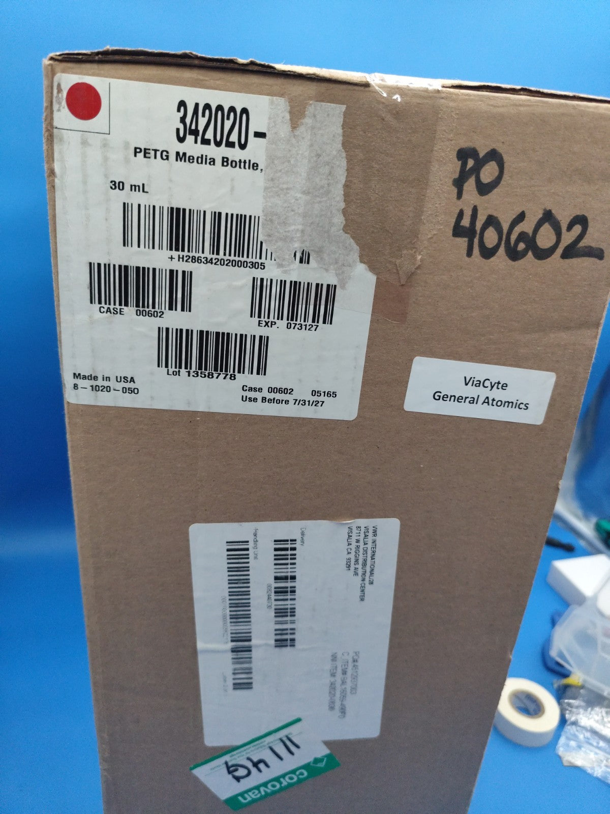 Thermo Nalgene 342020-0030 30mL PETG Media Bottles Sterile w/ Closure Case 280