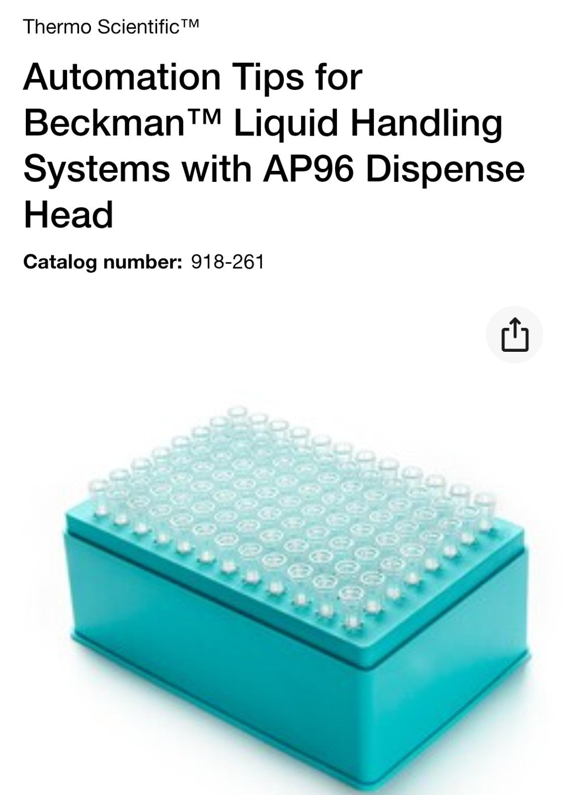 Automation Tips for Beckman AP96 Dispense Head 918-261 Case