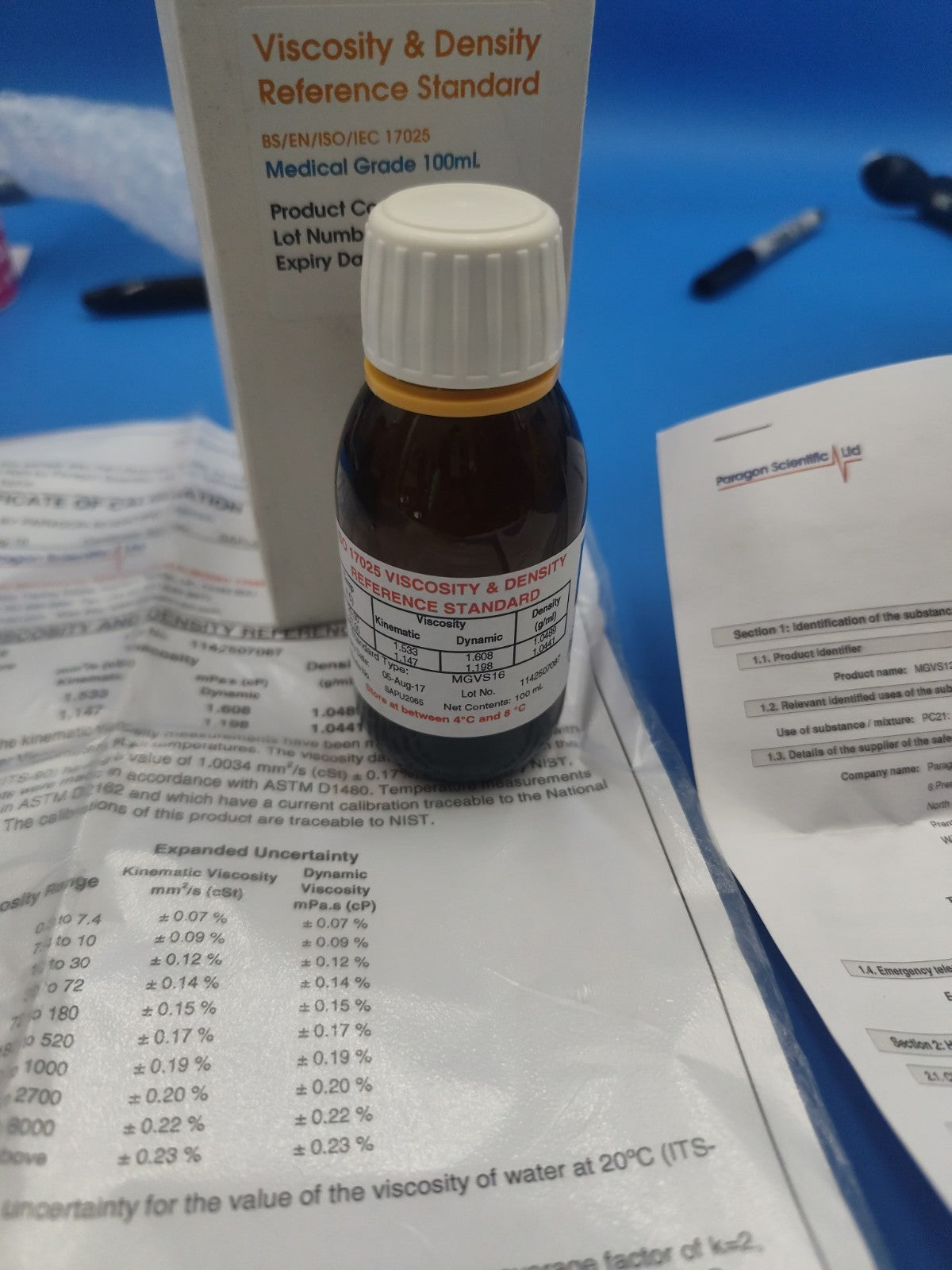 viscosity and density reference standard  iso 17025 100ml MGVS16