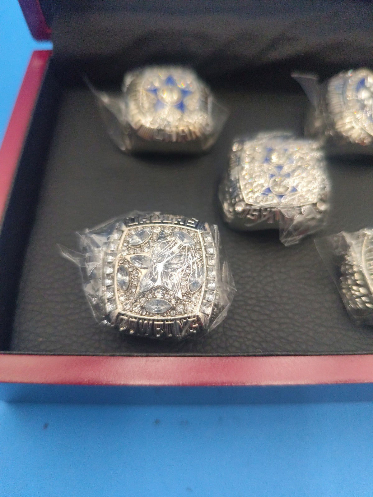 NFL Dallas Cowboys Champ Rings Super Bowl Repli Set: 71, 77, 92, 93, 95 Silver 