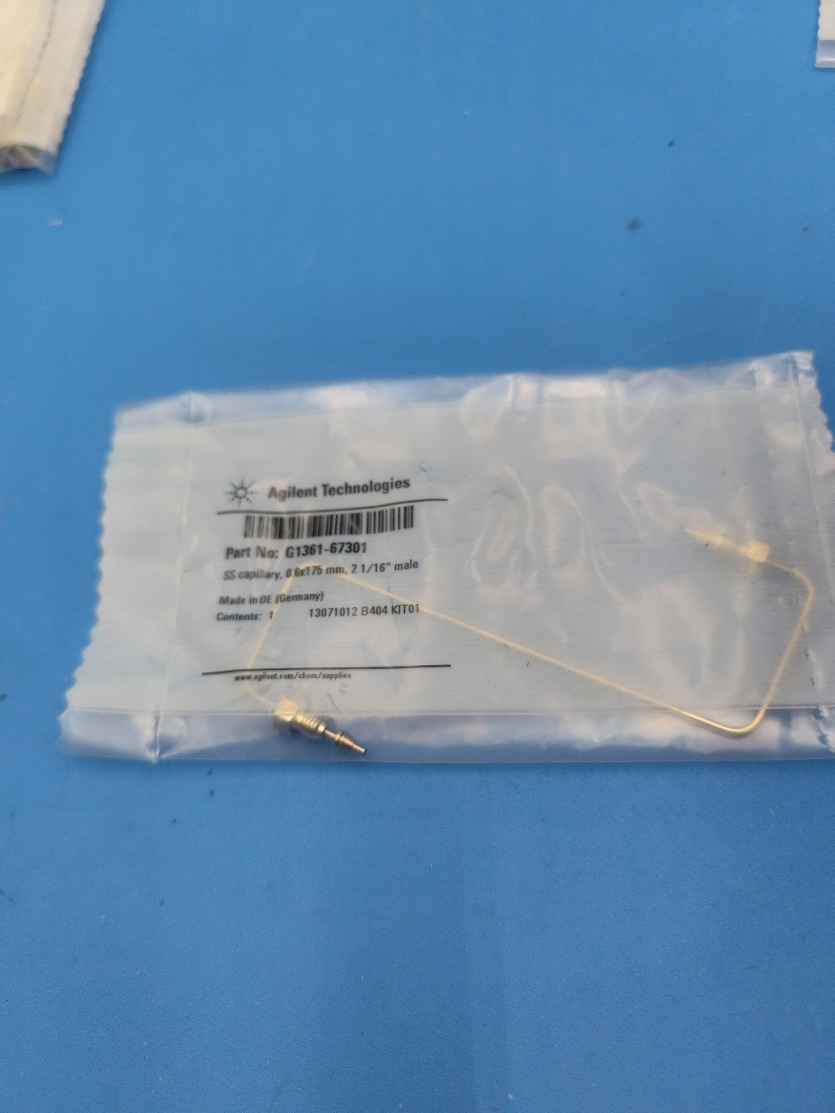 G1361-67301 Capillary stainless steel 0.6 x 175 mm 2 1/16 in male. Rigid, bent