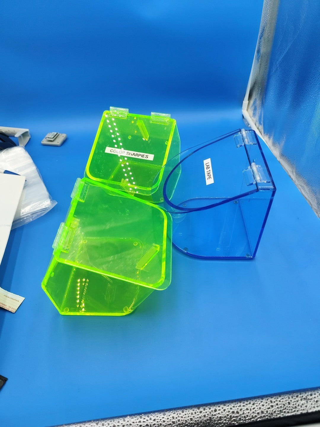 Acrylic Benchtop Dispensing Bin Green Or Purple