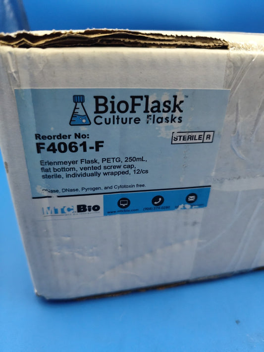 250 mL disposable, flat-bottom Erlenmeyer flask BioFlask F4061-F Case 12 