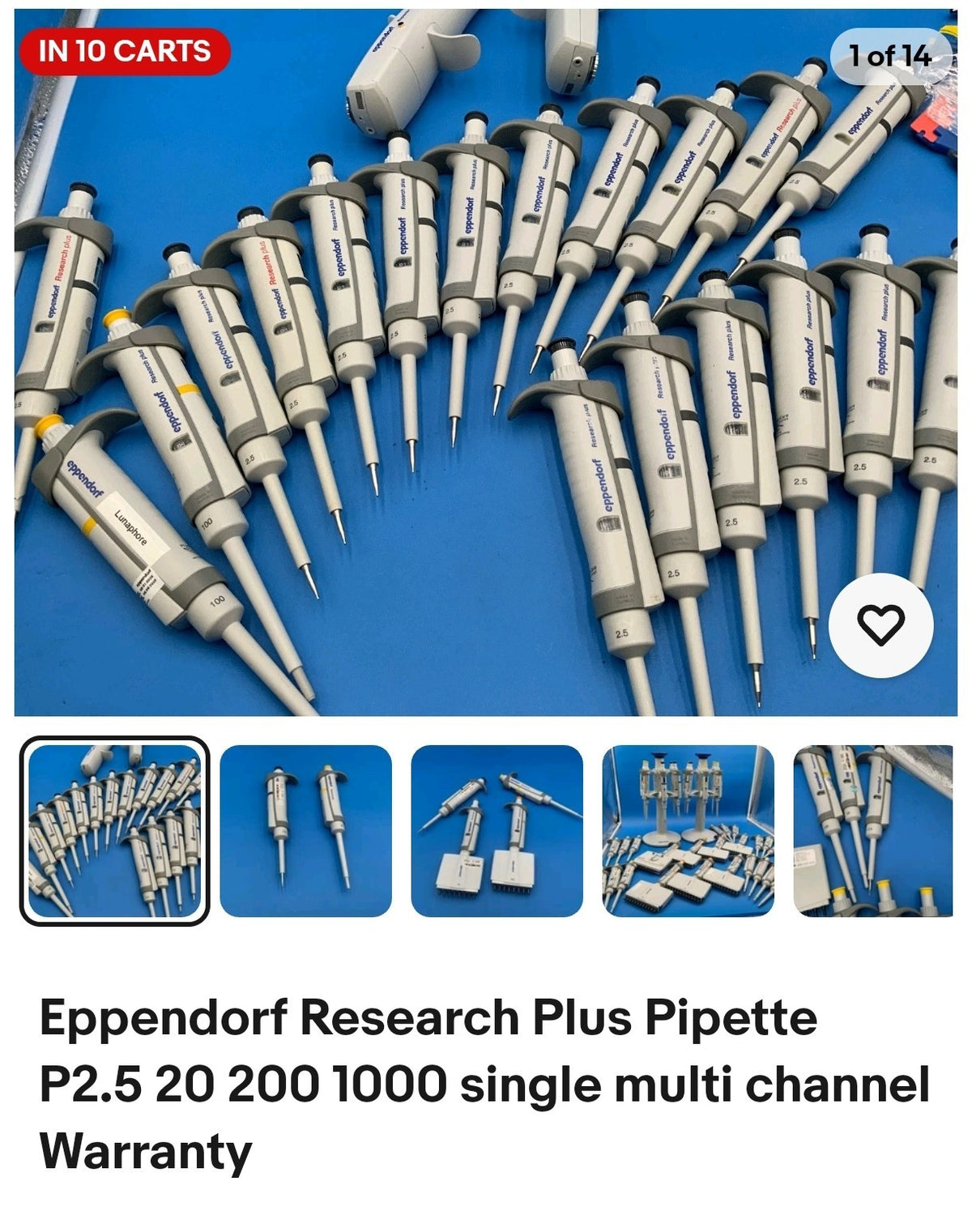 5 sets of P1000, P200, P10, P2.5, P20 plus 5 pipet stand