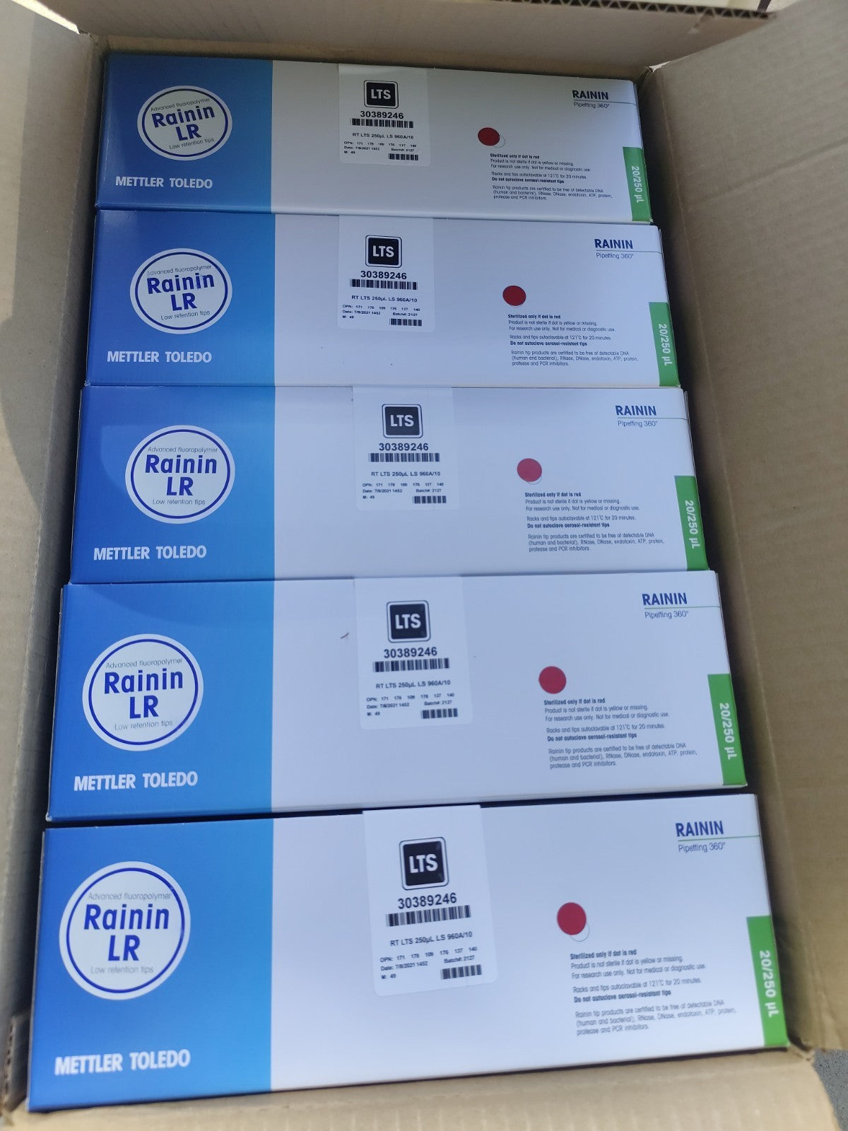Rainin RT-L250LR Low Retention LTS Pipette Tips 30389246  Case Of 5 Boxes New