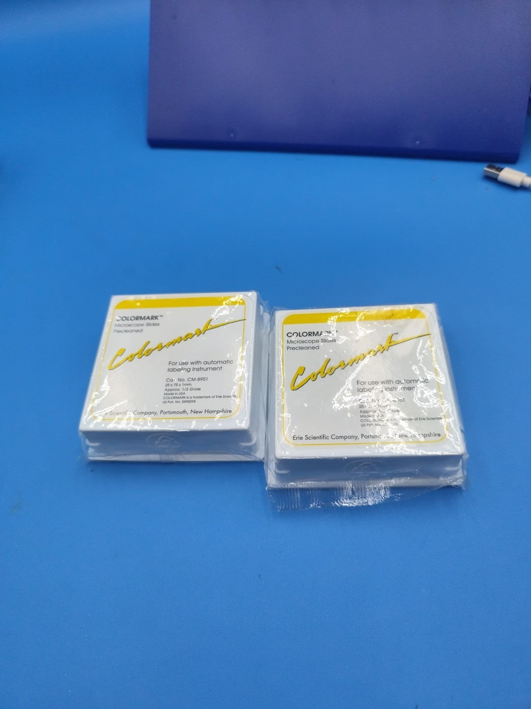 Set Of 2 Colormark Microscope Slides Precleaned For Use With Automatic Labeling