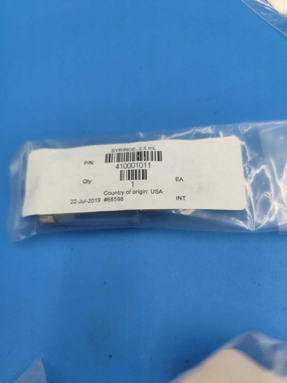 WATERS PN 410001011 Syr V3 Cust UH NOLB Wrap 2.5mL