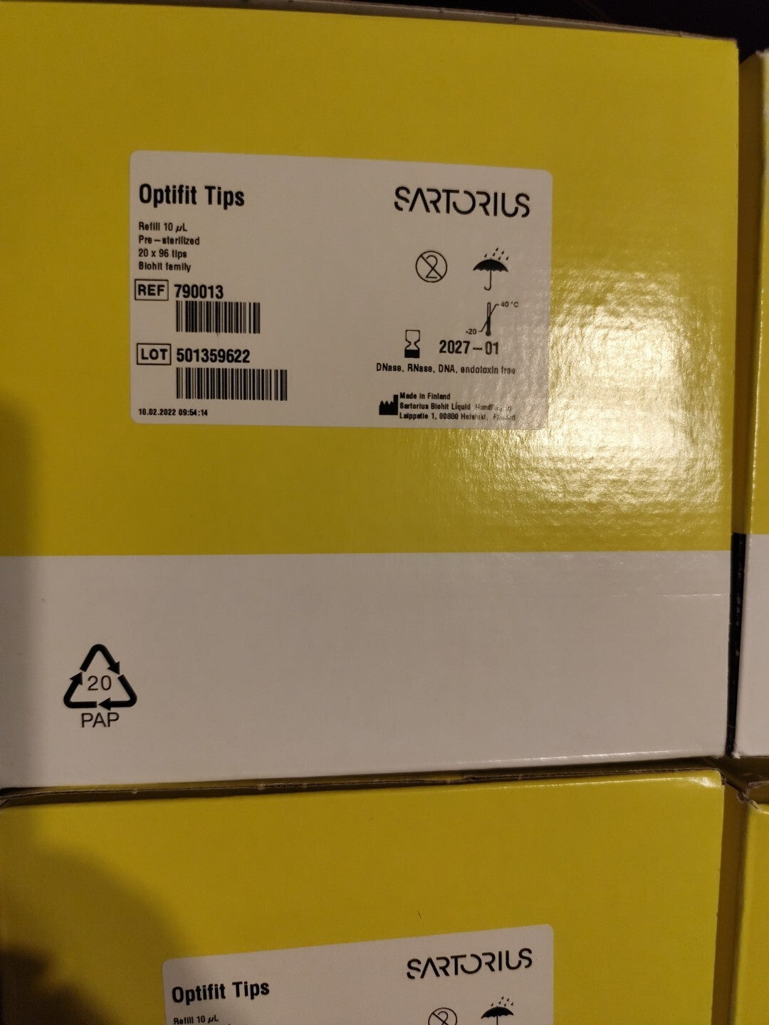 Sartorius Optifit Tip, 0.1-10 uL, Sterile, Refill Pack, 1920/pack 790013