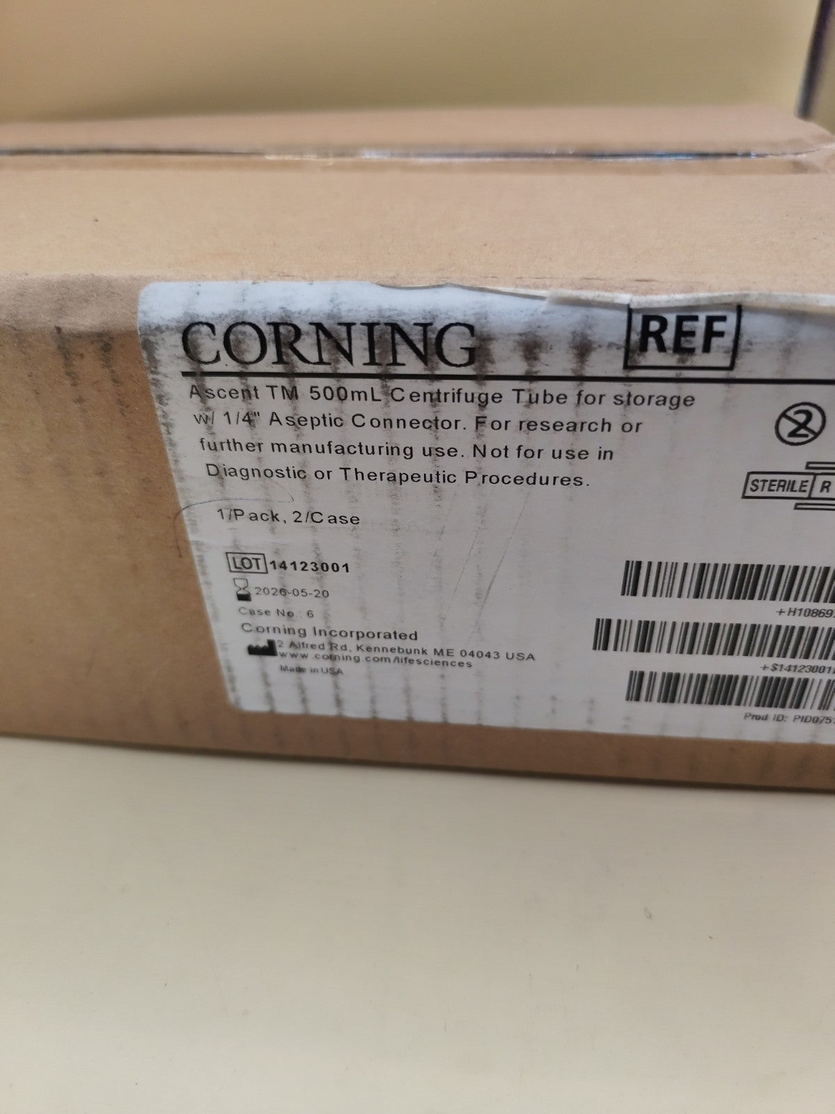 Corning 6979 Ascent 500ml Centrifuge Tube For Storage With 1/4 Aseptic connector