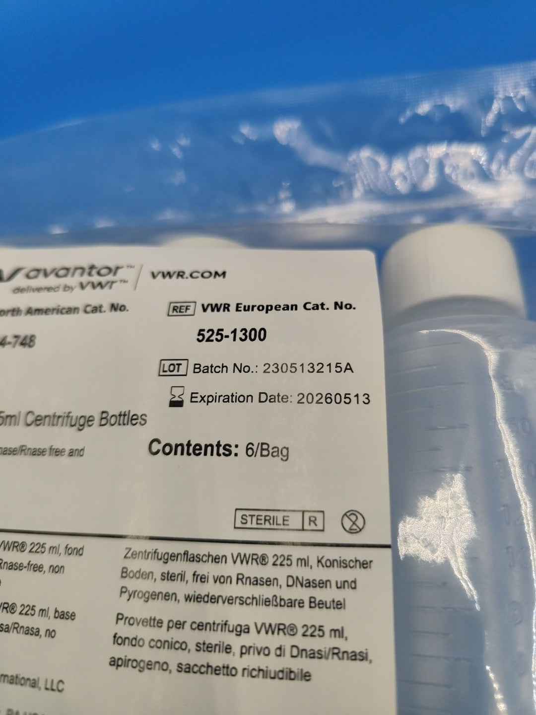 VWR 76234-748 225ml Centrifuge Bottle pk6