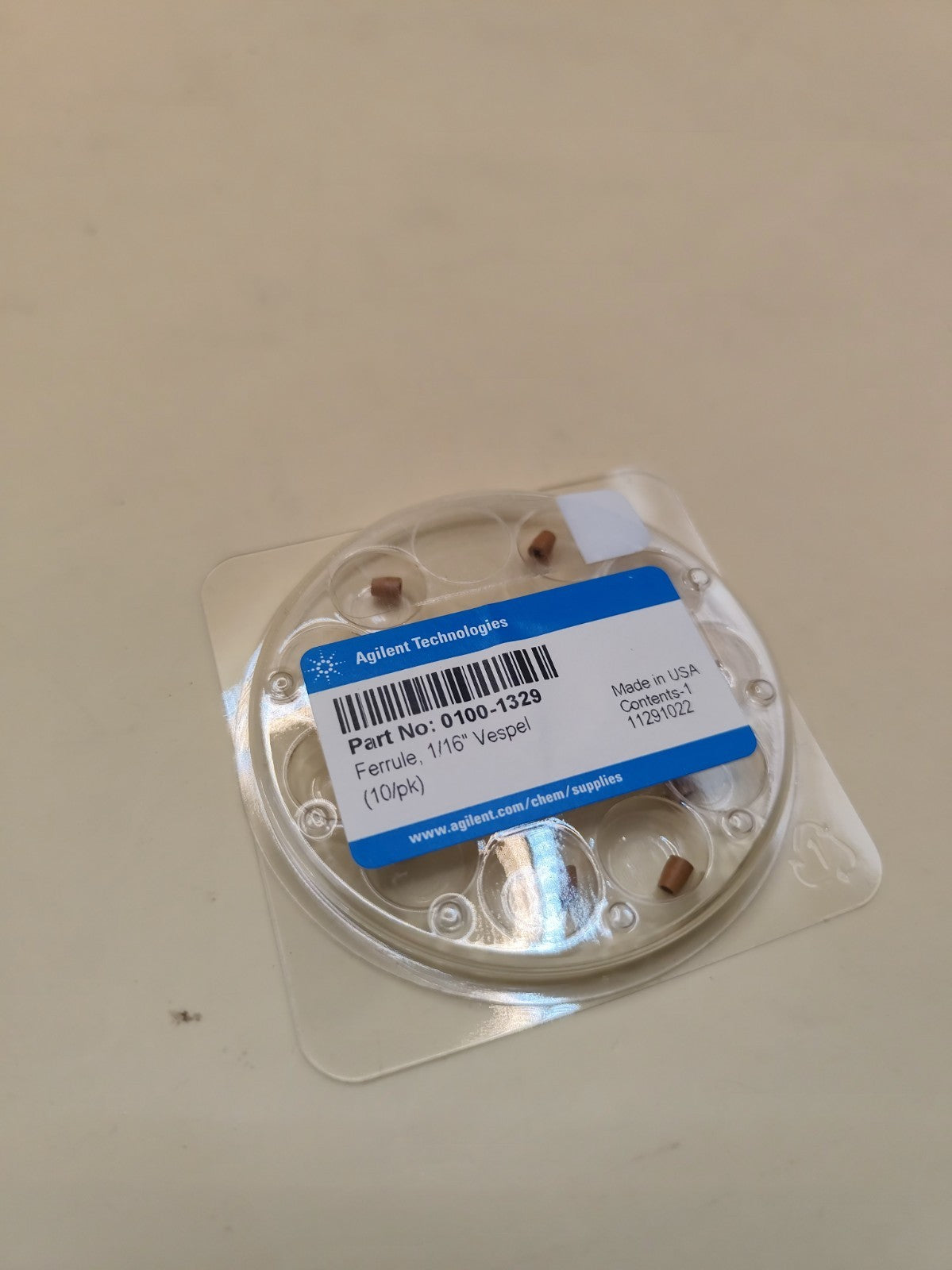 New - Agilent 0100-1329 Ferrule, 1/16" Vespel, 10/pk