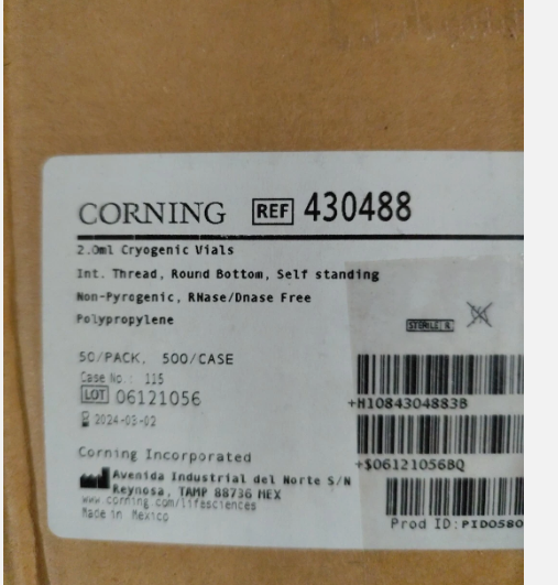 CRYOGENIC TUBES - Corning 430488 PP Vial 2 mL Self-Standing Round bottom 500/CS