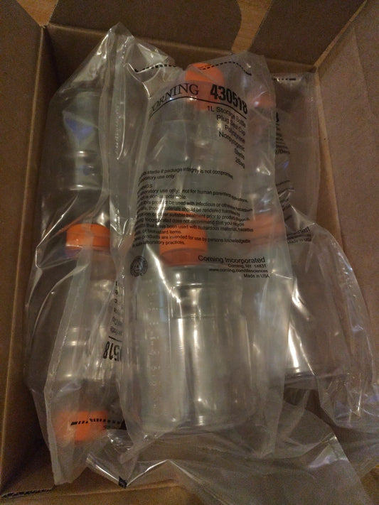  5 Packs X 2 Bottles Total 10 Bottles  Corning 1 Liter Storage Bottle 430518