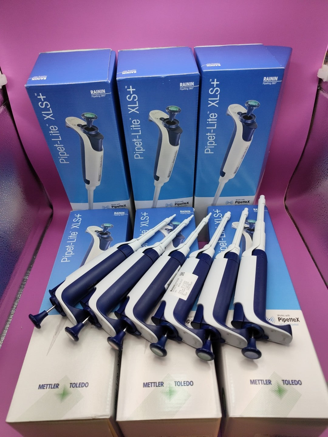 Set Of 6 Rainin XLS LTS Pipette 2 10 20 100 200 1000 ul Calibrated  with boxes
