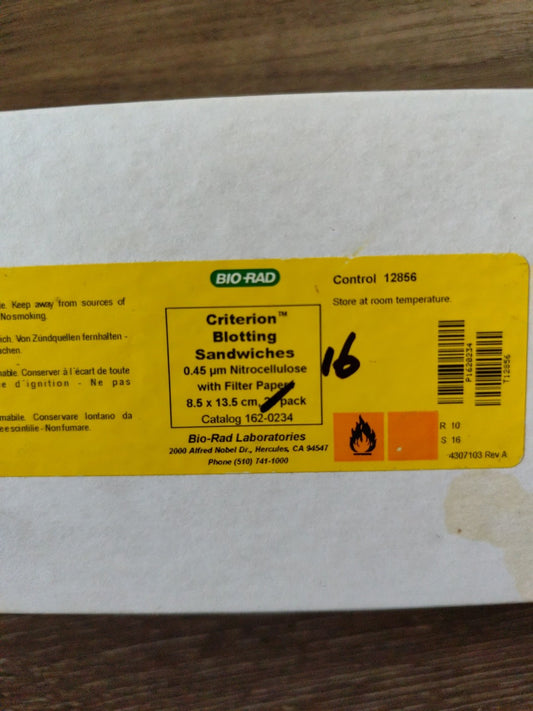 criterion blotting sandwiches 1620234 Open Box 16 Stacks 0.45um Nitrocellulose 
