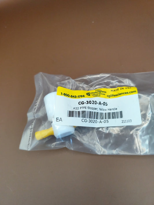 CHEMGLASS #22 PTFE Inner Joint Standard Taper Flask Length Stopper CG-3020-A-05