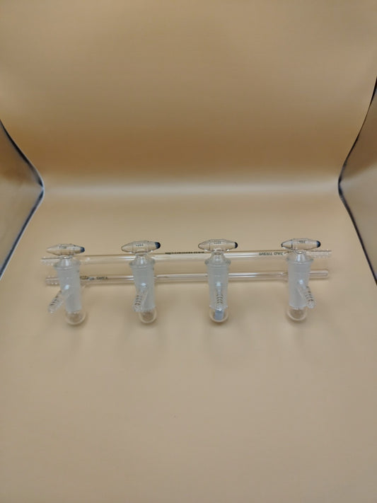 Chemglass Vacuum/Inert Manifold, 4 Ports, 365mm Overall Width CG-4440-02